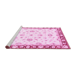Sideview of Machine Washable Oriental Pink Traditional Rug, wshabs2960pnk