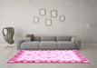 Machine Washable Oriental Pink Traditional Rug in a Living Room, wshabs2960pnk