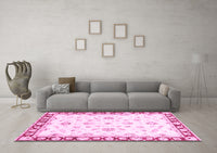 Machine Washable Oriental Pink Traditional Rug, wshabs2960pnk