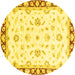 Round Oriental Yellow Traditional Rug, abs2960yw