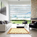 Square Abstract Orange Oriental Rug in a Living Room, abs2960