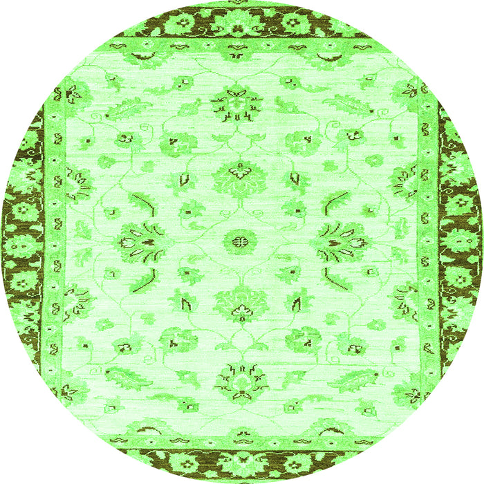 Round Machine Washable Oriental Green Traditional Area Rugs, wshabs2960grn