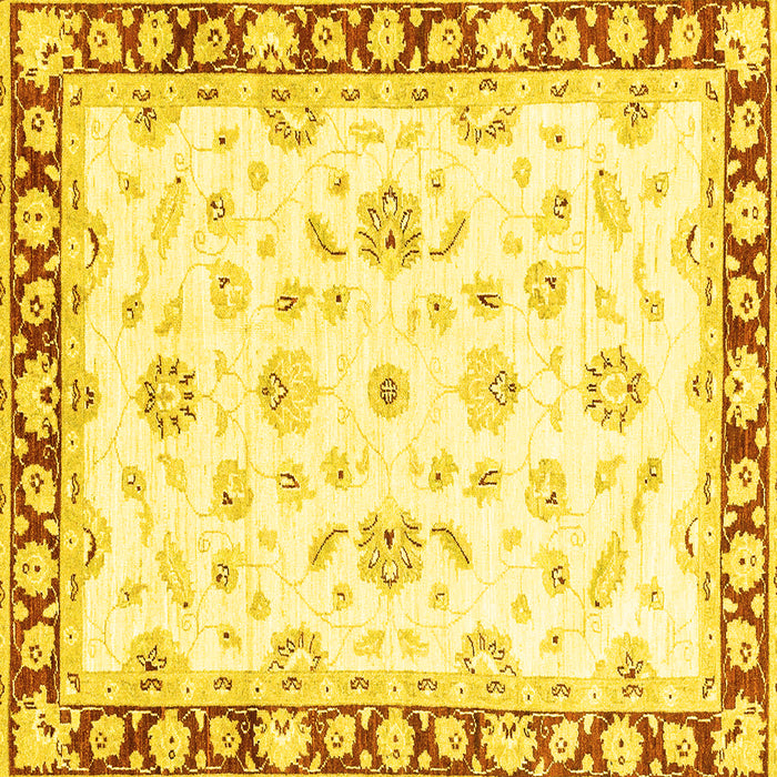 Square Machine Washable Oriental Yellow Traditional Rug, wshabs2960yw