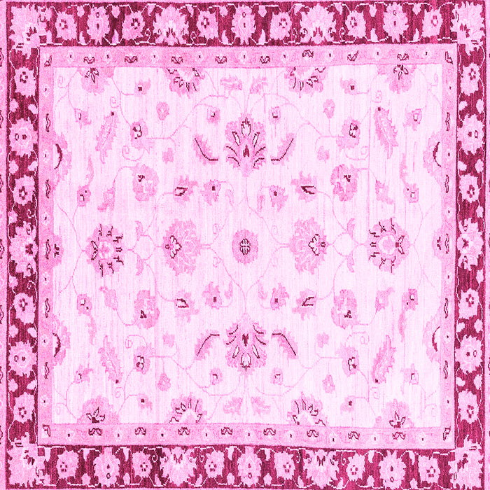 Square Machine Washable Oriental Pink Traditional Rug, wshabs2960pnk