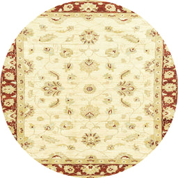 Round Abstract Orange Oriental Rug, abs2960