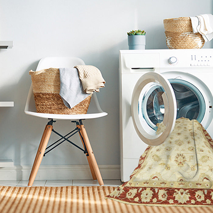 Machine Washable Abstract Orange Rug in a Washing Machine, wshabs2960