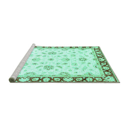 Sideview of Machine Washable Oriental Turquoise Traditional Area Rugs, wshabs2960turq