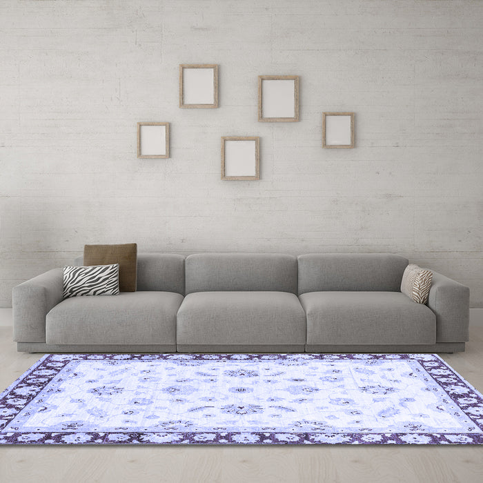 Machine Washable Oriental Blue Traditional Rug in a Living Room, wshabs2960blu