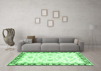 Machine Washable Oriental Emerald Green Traditional Rug, wshabs2960emgrn