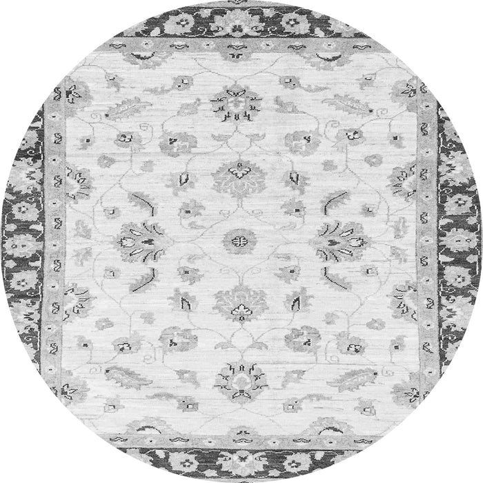 Round Machine Washable Oriental Gray Traditional Rug, wshabs2960gry
