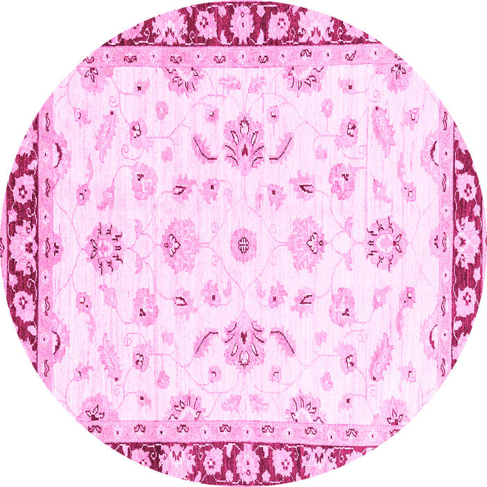Round Oriental Pink Traditional Rug, abs2960pnk