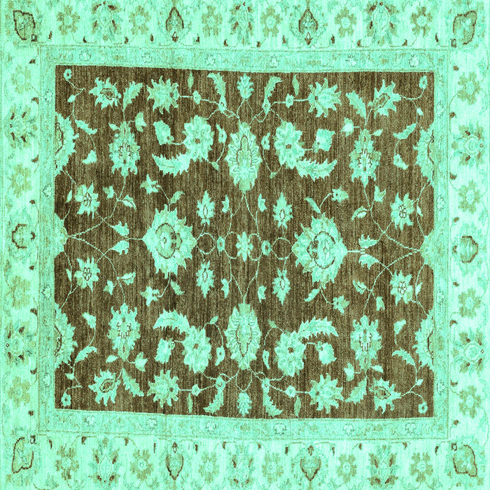 Square Machine Washable Oriental Turquoise Traditional Area Rugs, wshabs2961turq