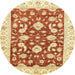 Round Machine Washable Abstract Orange Red Rug, wshabs2961