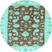 Round Oriental Light Blue Traditional Rug, abs2961lblu