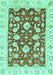 Machine Washable Oriental Turquoise Traditional Area Rugs, wshabs2961turq