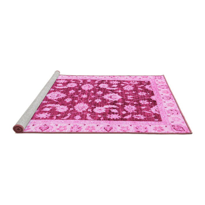 Sideview of Machine Washable Oriental Pink Traditional Rug, wshabs2961pnk