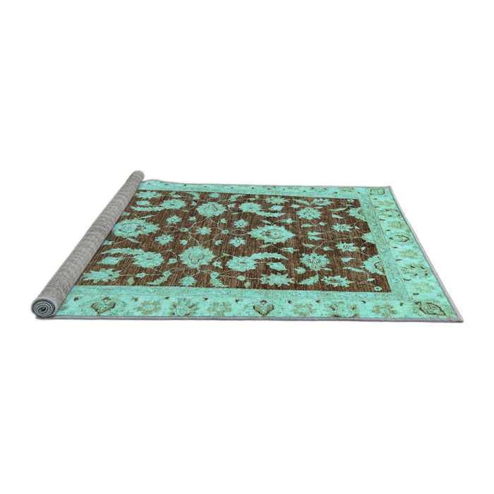 Sideview of Machine Washable Oriental Light Blue Traditional Rug, wshabs2961lblu