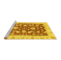 Sideview of Machine Washable Oriental Yellow Traditional Rug, wshabs2961yw
