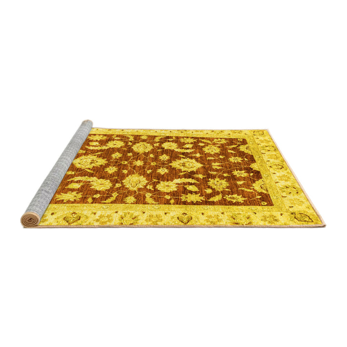 Sideview of Machine Washable Oriental Yellow Traditional Rug, wshabs2961yw