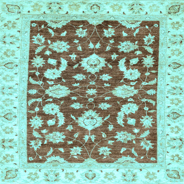 Square Machine Washable Oriental Light Blue Traditional Rug, wshabs2961lblu
