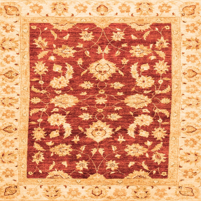 Square Machine Washable Oriental Orange Traditional Area Rugs, wshabs2961org