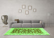 Machine Washable Oriental Green Traditional Area Rugs in a Living Room,, wshabs2961grn