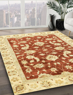 Machine Washable Abstract Orange Red Rug in a Family Room, wshabs2961