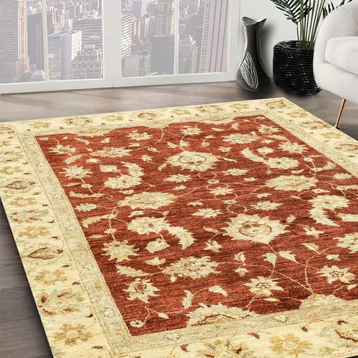 Machine Washable Abstract Orange Red Rug in a Family Room, wshabs2961