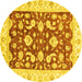 Round Oriental Yellow Traditional Rug, abs2961yw