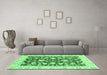 Machine Washable Oriental Emerald Green Traditional Area Rugs in a Living Room,, wshabs2961emgrn