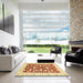 Square Abstract Orange Red Oriental Rug in a Living Room, abs2961