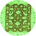 Round Oriental Green Traditional Rug, abs2961grn