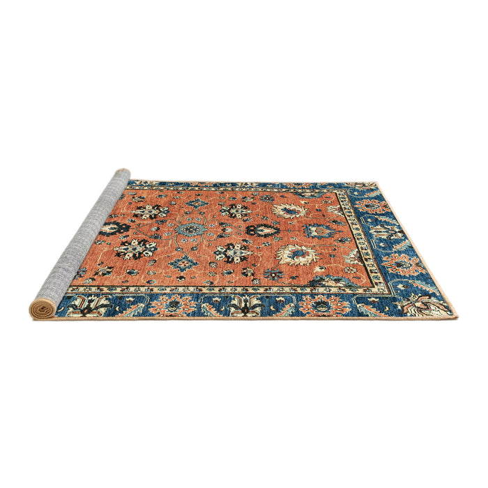 Sideview of Machine Washable Abstract Camel Brown Rug, wshabs2962