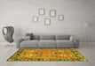 Machine Washable Oriental Yellow Traditional Rug in a Living Room, wshabs2962yw