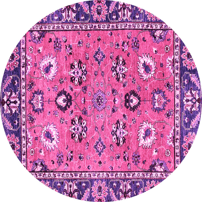 Round Machine Washable Oriental Pink Traditional Rug, wshabs2962pnk