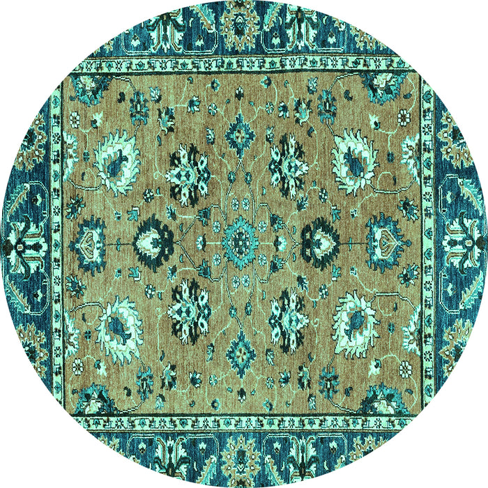 Round Oriental Turquoise Traditional Rug, abs2962turq