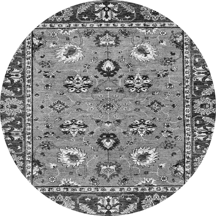 Round Machine Washable Oriental Gray Traditional Rug, wshabs2962gry