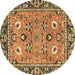 Round Oriental Brown Traditional Rug, abs2962brn