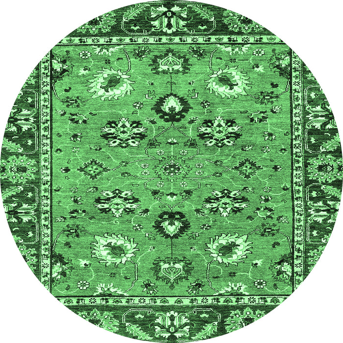 Round Oriental Emerald Green Traditional Rug, abs2962emgrn