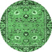 Round Oriental Emerald Green Traditional Rug, abs2962emgrn