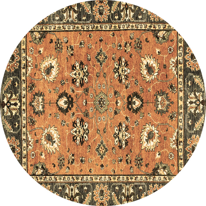 Round Machine Washable Oriental Brown Traditional Rug, wshabs2962brn