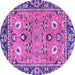 Round Machine Washable Oriental Purple Traditional Area Rugs, wshabs2962pur