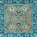 Square Oriental Light Blue Traditional Rug, abs2962lblu