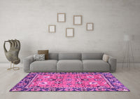 Machine Washable Oriental Pink Traditional Rug, wshabs2962pnk