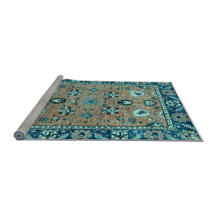 Sideview of Machine Washable Oriental Light Blue Traditional Rug, wshabs2962lblu
