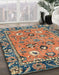 Abstract Camel Brown Oriental Rug in Family Room, abs2962