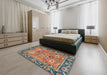 Abstract Camel Brown Oriental Rug in a Bedroom, abs2962