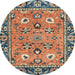 Round Machine Washable Abstract Camel Brown Rug, wshabs2962