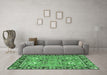 Machine Washable Oriental Emerald Green Traditional Area Rugs in a Living Room,, wshabs2962emgrn