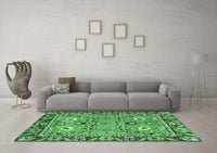 Machine Washable Oriental Emerald Green Traditional Rug, wshabs2962emgrn